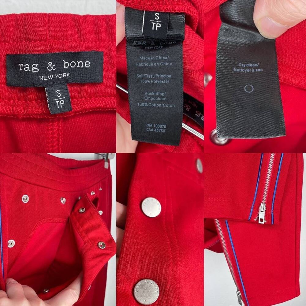Rag & Bone True Red Naval Side Stripe Snap Front Tapered Track Pants Small P - Picture 12 of 15
